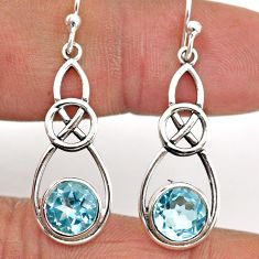 5.63cts natural blue topaz 925 sterling silver dangle earrings jewelry t89722