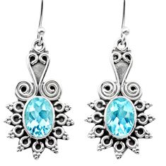 4.25cts natural blue topaz 925 sterling silver dangle earrings jewelry u10663