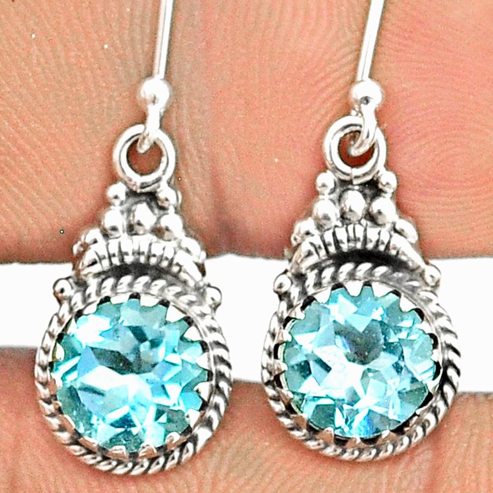 5.64cts natural blue topaz 925 sterling silver dangle earrings jewelry u25414