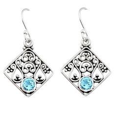 1.71cts natural blue topaz 925 sterling silver dangle earrings jewelry y44895
