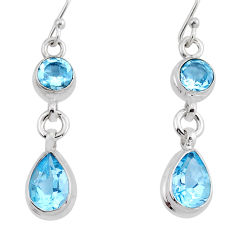 7.32cts natural blue topaz 925 sterling silver dangle earrings jewelry y81701
