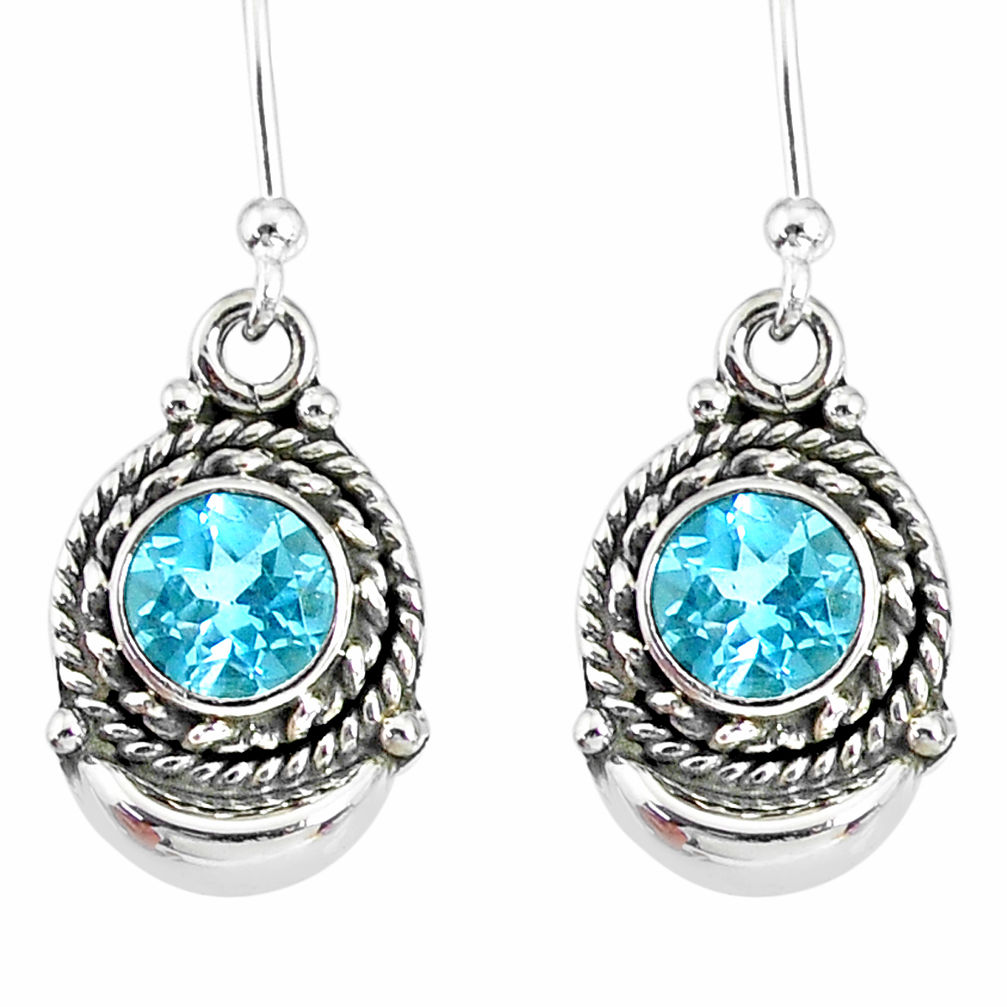 2.62cts natural blue topaz 925 sterling silver dangle moon earrings r89269