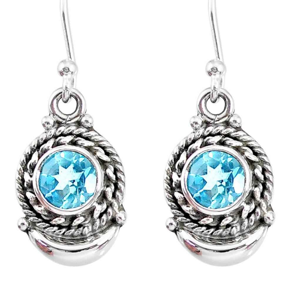 2.68cts natural blue topaz 925 sterling silver dangle moon earrings r89281