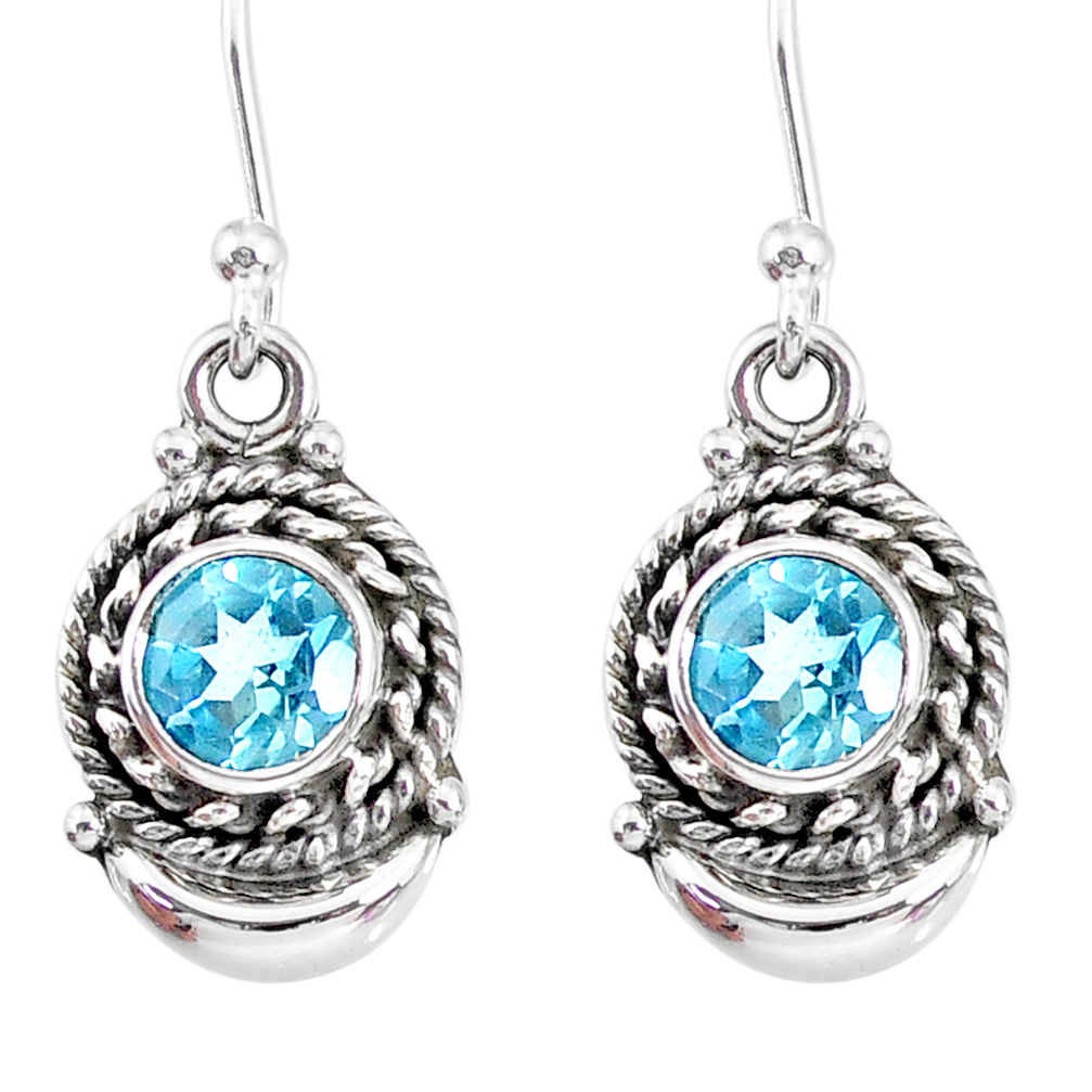 2.63cts natural blue topaz 925 sterling silver dangle moon earrings r89284