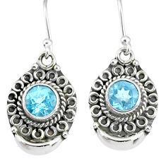 2.50cts natural blue topaz 925 sterling silver dangle moon earrings r89332