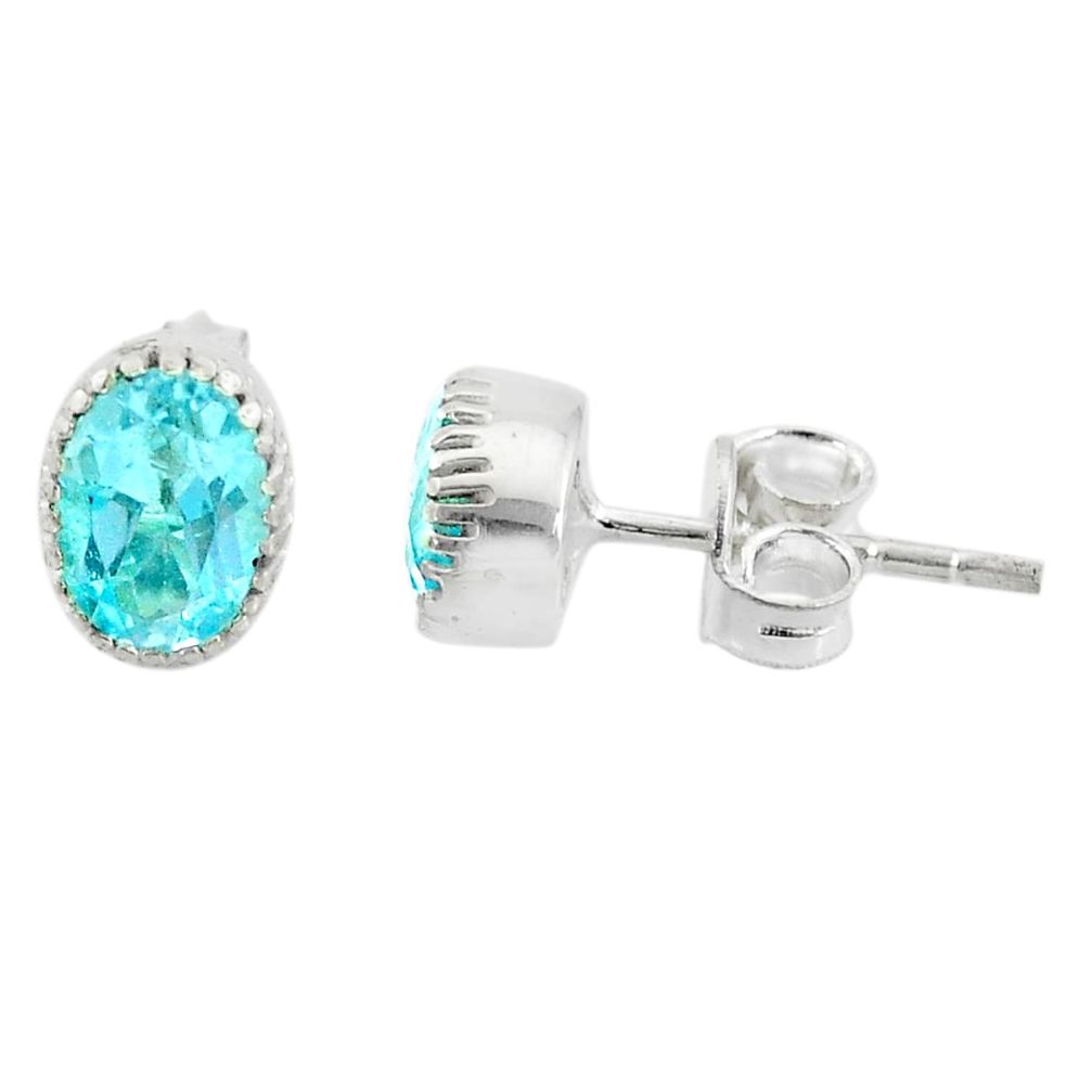 2.84cts natural blue topaz 925 sterling silver earrings jewelry t7445