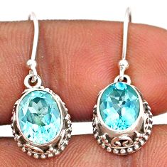7.25cts natural blue topaz 925 sterling silver earrings jewelry t87449