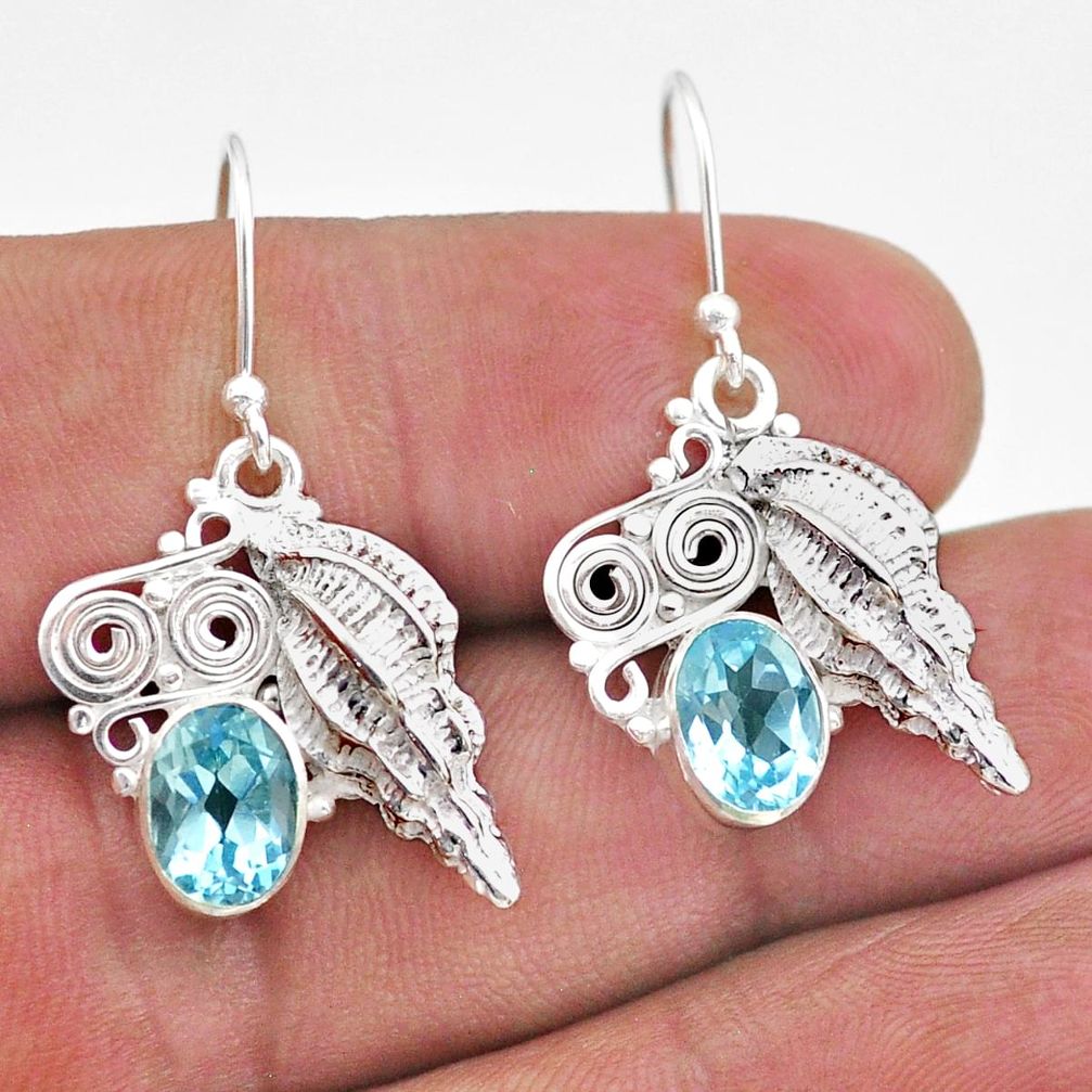 4.55cts natural blue topaz 925 sterling silver seashell earrings jewelry t47061