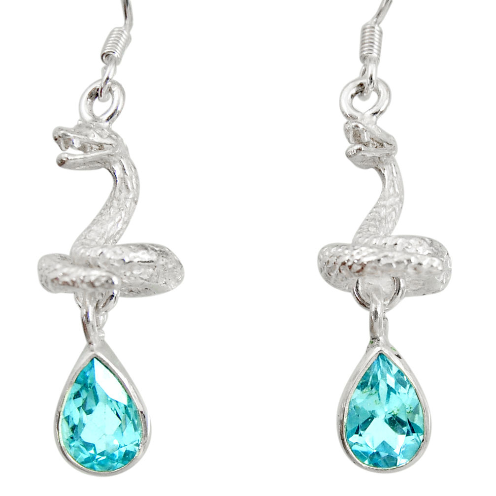 blue topaz 925 sterling silver snake earrings jewelry d40245