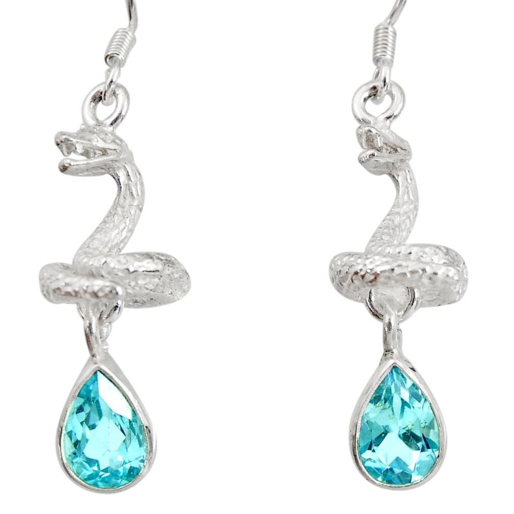blue topaz 925 sterling silver snake earrings jewelry d40246