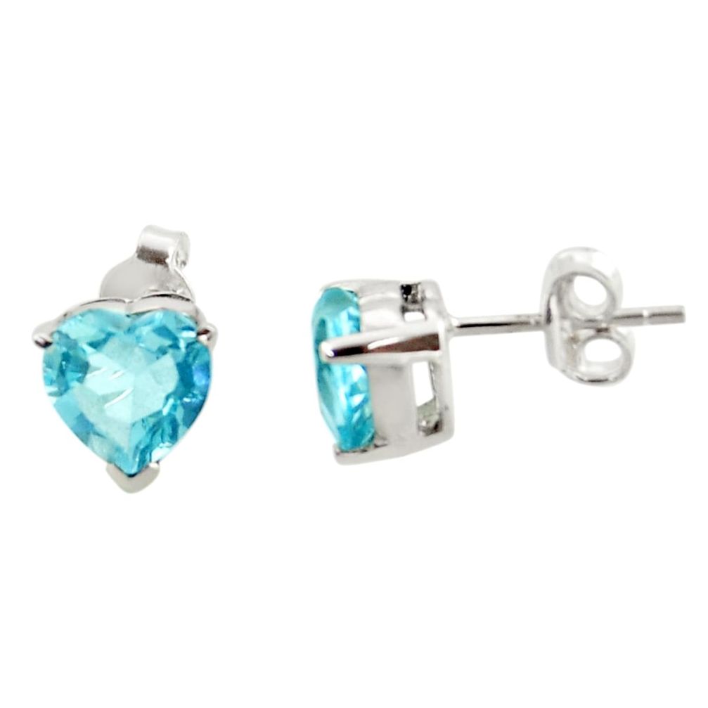 5.57cts natural blue topaz 925 sterling silver stud earrings jewelry r43514