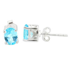 3.44cts natural blue topaz 925 sterling silver stud earrings jewelry r87449