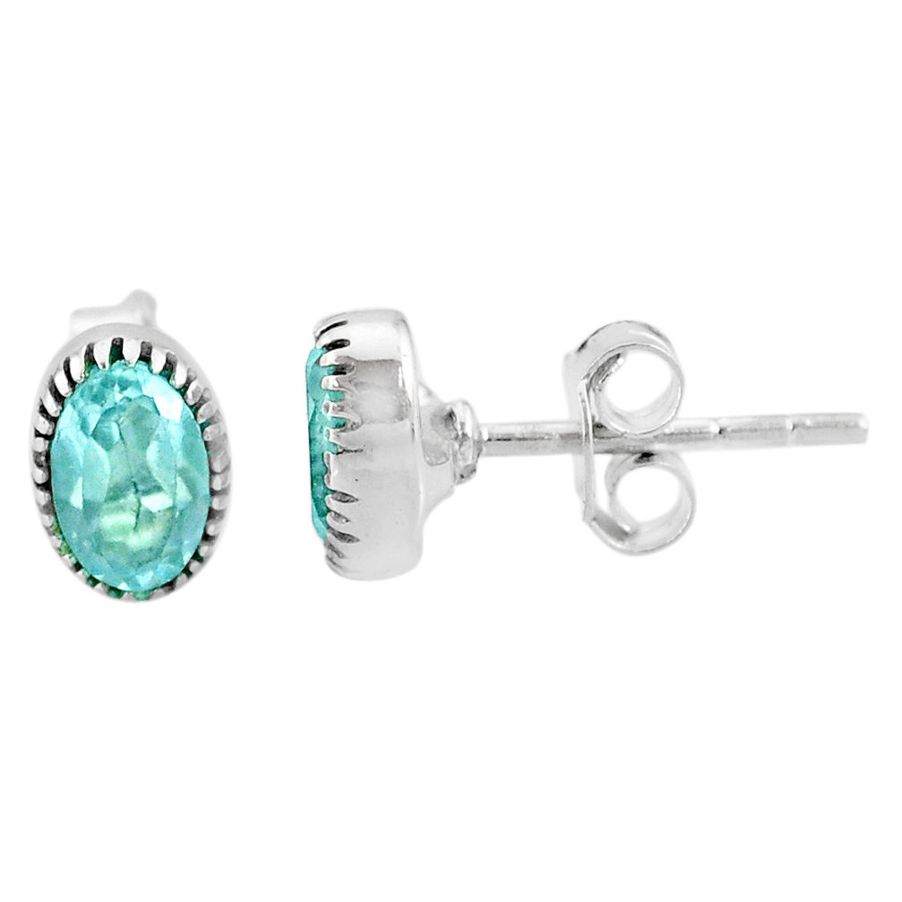 2.47cts natural blue topaz 925 sterling silver stud earrings jewelry r87508