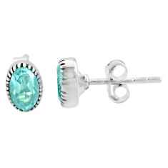 Clearance Sale- 2.23cts natural blue topaz 925 sterling silver stud earrings jewelry r87510