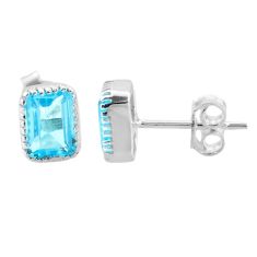 2.64cts natural blue topaz 925 sterling silver stud earrings jewelry t22240