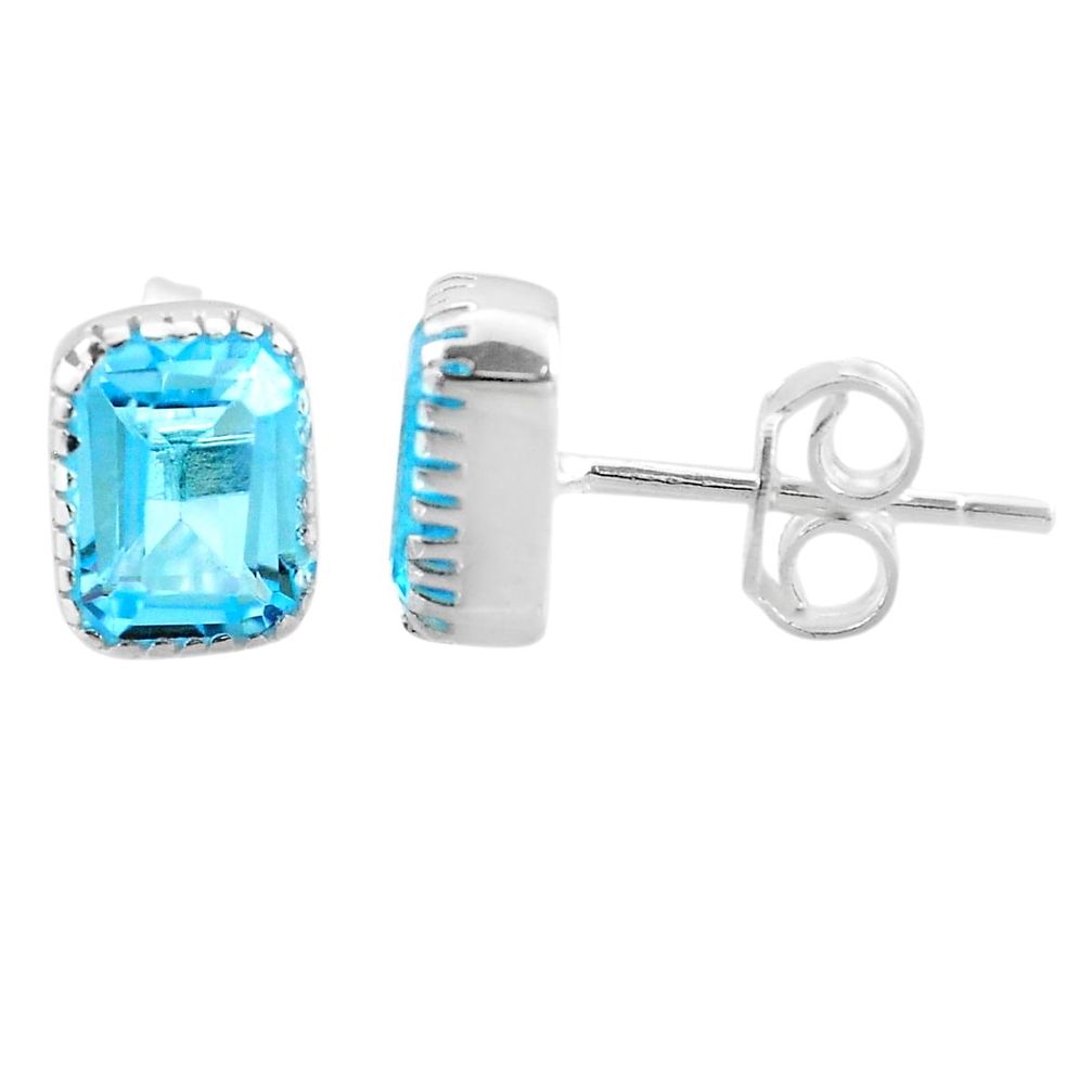 2.96cts natural blue topaz 925 sterling silver stud earrings jewelry t22253