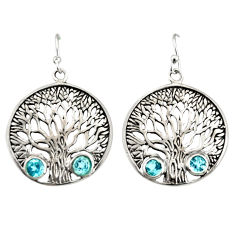 Clearance Sale- 2.68cts natural blue topaz 925 sterling silver tree of life earrings r33073