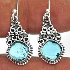6.54cts natural blue topaz cushion 925 sterling silver earrings jewelry n34436
