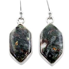 12.07cts natural bronze astrophyllite hexagon silver dangle earrings t60863