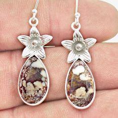 10.97cts natural bronze wild horse magnesite 925 silver flower earrings u44671