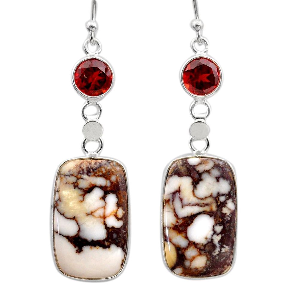 14.73cts natural bronze wild horse magnesite garnet 925 silver earrings t60994