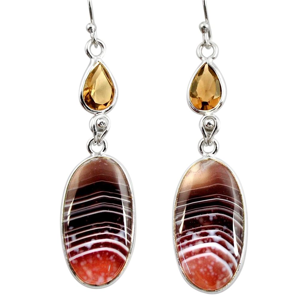 19.12cts natural brown botswana agate 925 silver dangle earrings r28993