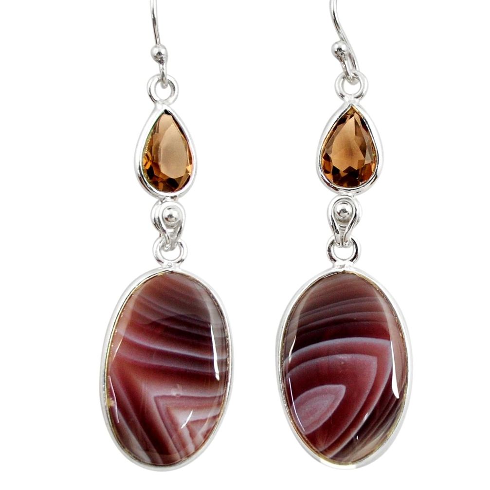 17.53cts natural brown botswana agate 925 silver dangle earrings r28995