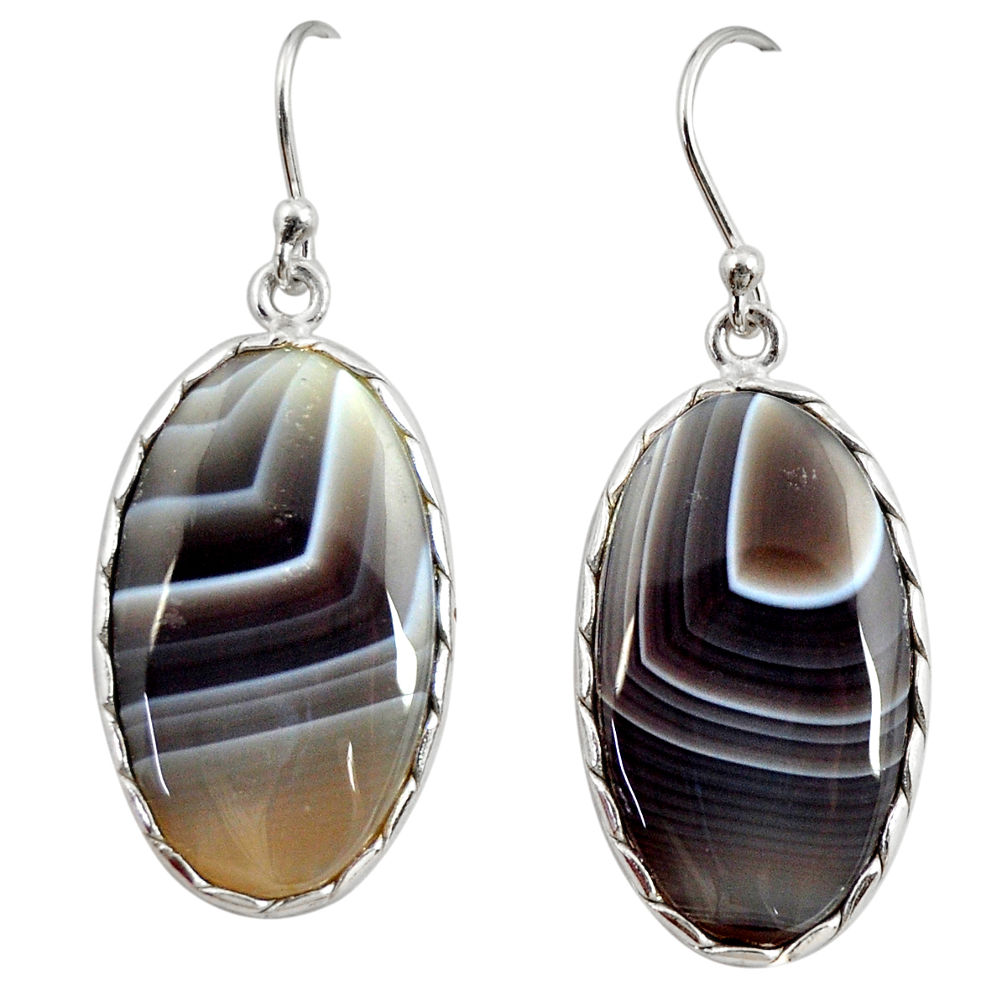 19.29cts natural brown botswana agate 925 sterling silver dangle earrings r28983