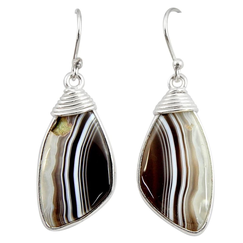 13.61cts natural brown botswana agate 925 sterling silver dangle earrings r28985