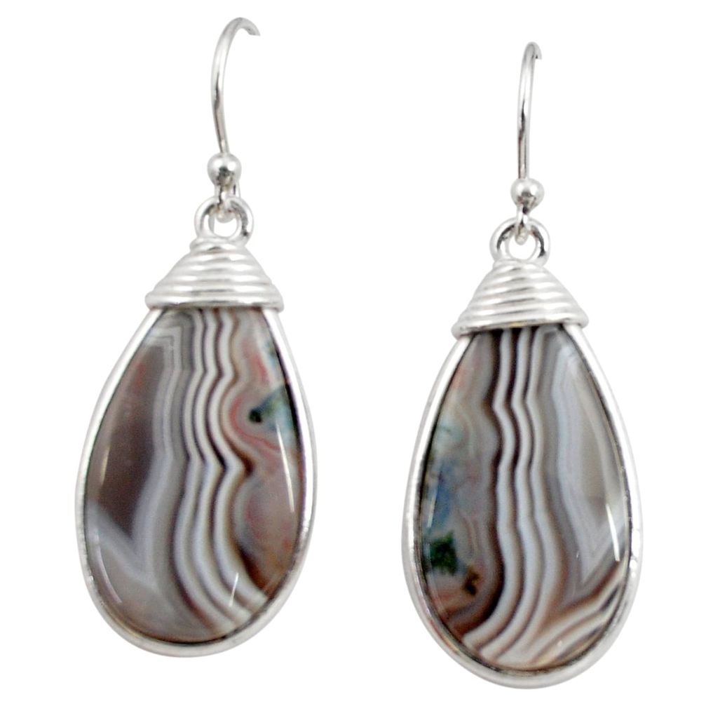 16.88cts natural brown botswana agate 925 sterling silver dangle earrings r28986