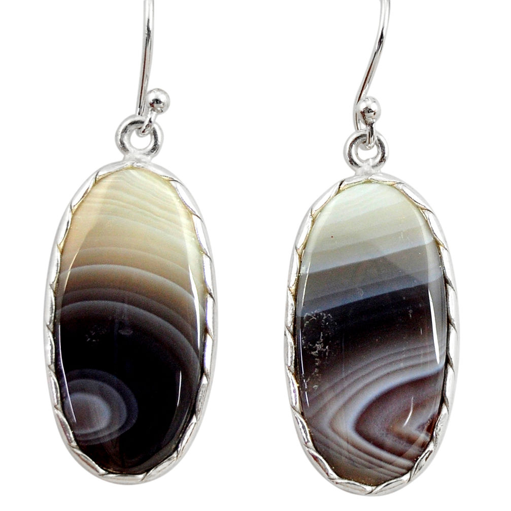 15.32cts natural brown botswana agate 925 sterling silver dangle earrings r28988