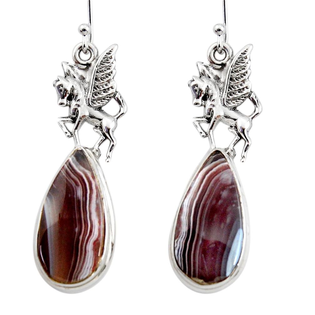 20.15cts natural brown botswana agate 925 sterling silver dangle earrings r45322