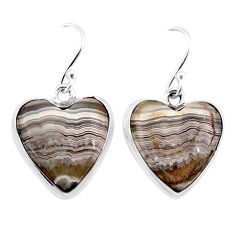 17.20cts natural brown botswana agate 925 sterling silver dangle earrings y63842