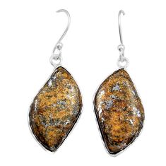 16.35cts natural brown bronzite 925 sterling silver dangle earrings y20151