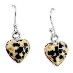 7.52cts natural brown dalmatian heart 925 sterling silver dangle earrings y80011