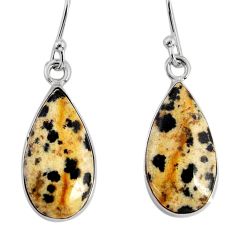 9.84cts natural brown dalmatian pear 925 sterling silver dangle earrings y80007