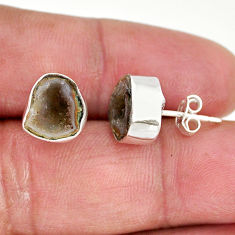 6.92cts natural brown geode druzy 925 sterling silver dangle earrings y67534