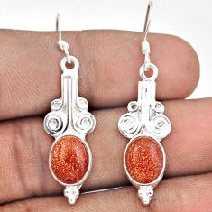 8.77cts natural brown goldstone 925 sterling silver dangle earrings t94890