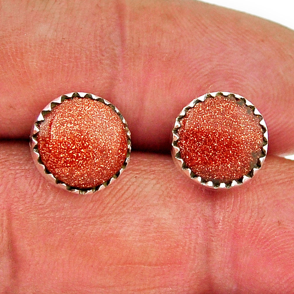 6.19cts natural brown goldstone 925 sterling silver stud earrings jewelry n31524