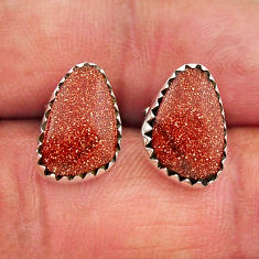 6.57cts natural brown goldstone 925 sterling silver stud earrings jewelry n31525