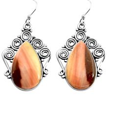 Clearance Sale- 20.33cts natural brown imperial jasper 925 silver dangle earrings jewelry p72614