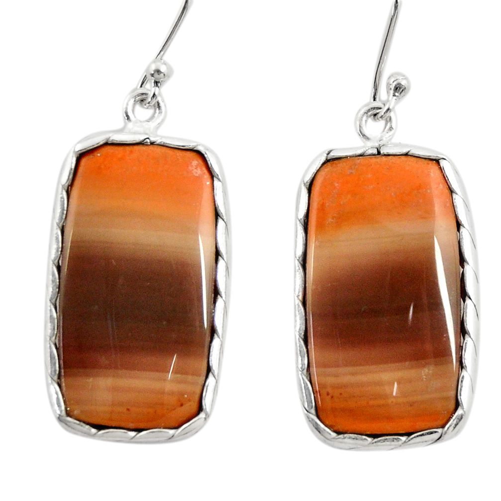 19.40cts natural brown imperial jasper 925 silver dangle earrings r28831