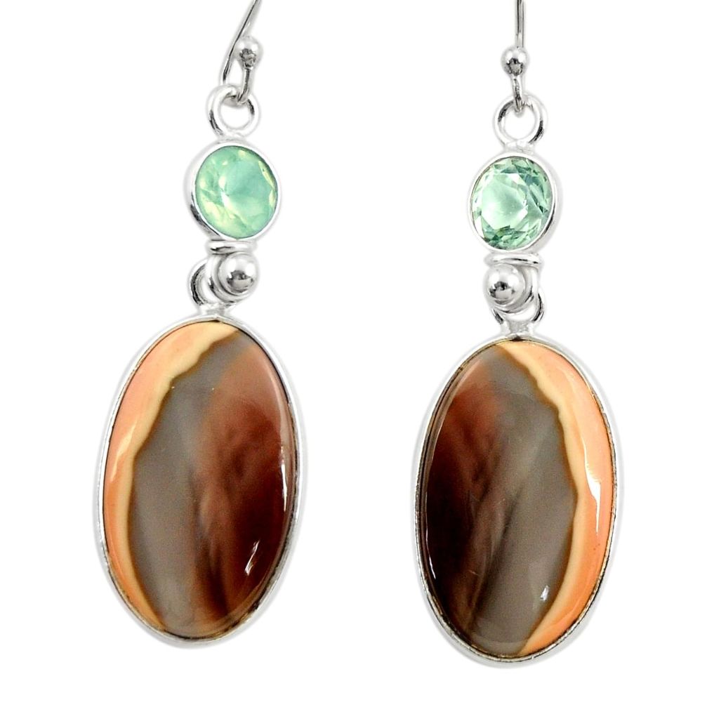 17.08cts natural brown imperial jasper 925 silver dangle earrings r28833