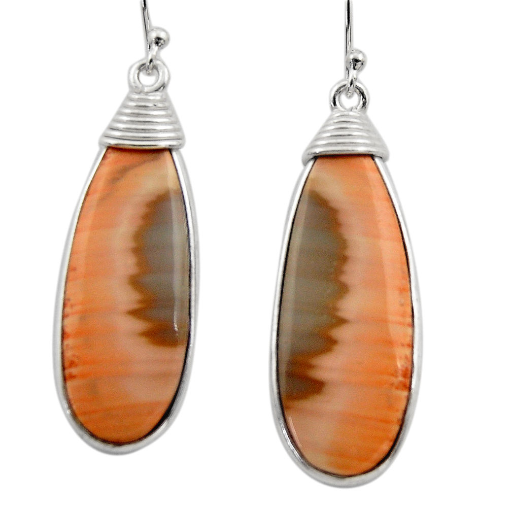 19.10cts natural brown imperial jasper 925 silver dangle earrings r30477