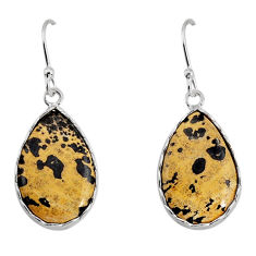 10.33cts natural brown malinga jasper 925 sterling silver dangle earrings y76925