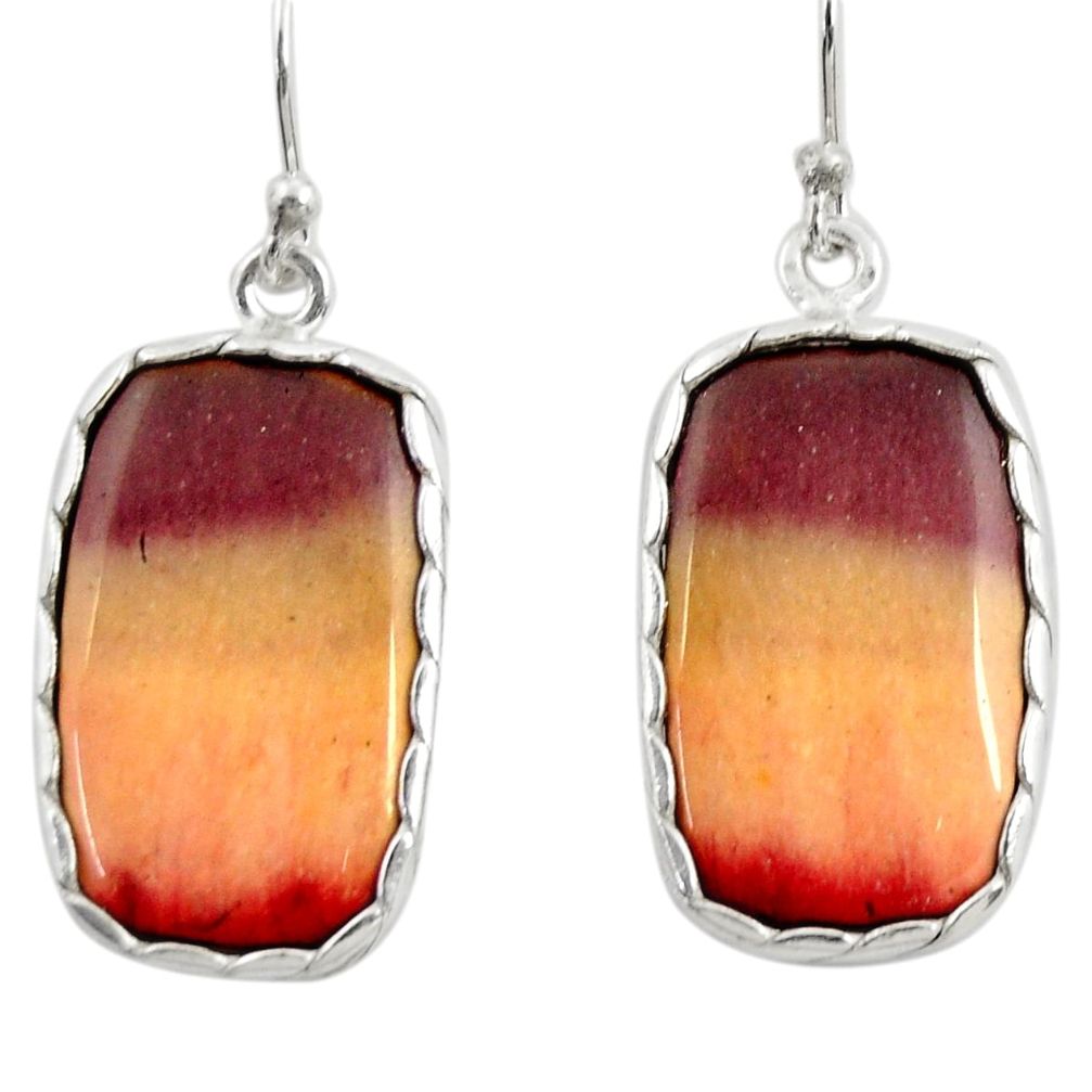 16.50cts natural brown mookaite 925 sterling silver dangle earrings r28834