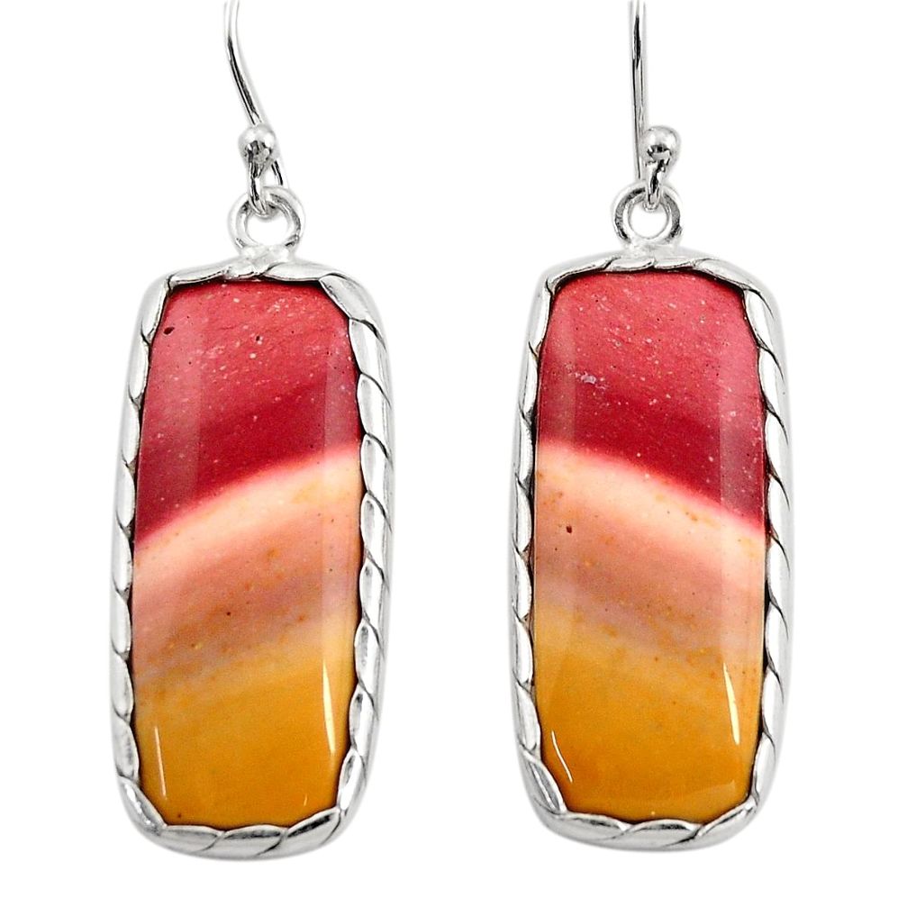 17.53cts natural brown mookaite 925 sterling silver dangle earrings r30341