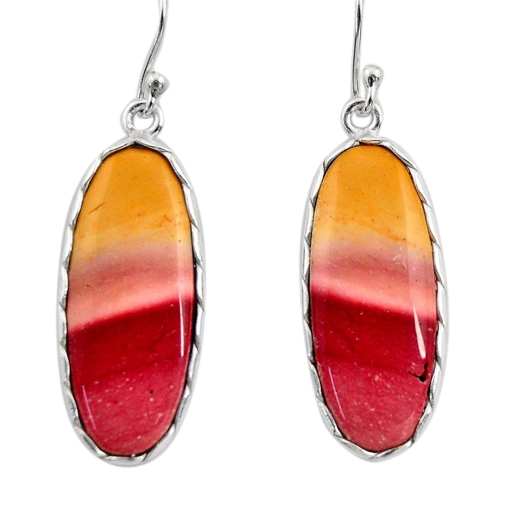 14.73cts natural brown mookaite 925 sterling silver dangle earrings r30343