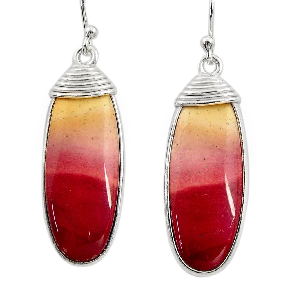 15.25cts natural brown mookaite 925 sterling silver dangle earrings r30351