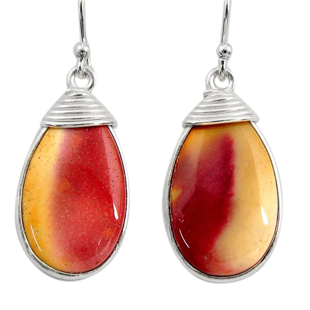 14.18cts natural brown mookaite 925 sterling silver dangle earrings r30353